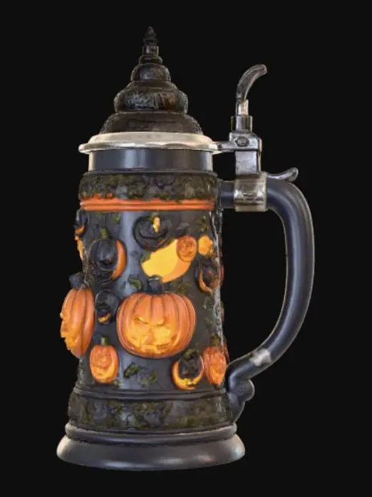 3D model for High detail, stein, with embossed halloween details.