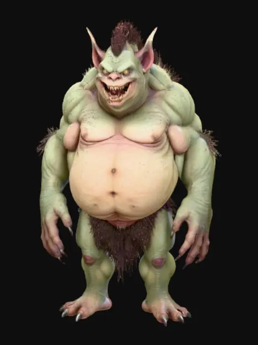 3D model for High detail, short, fat, monster