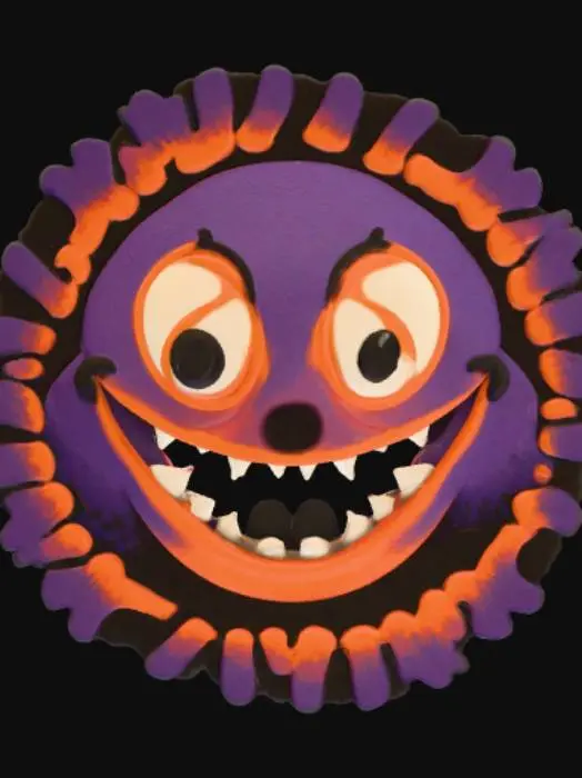 3D model for Low detail, flat, rug, with embossed, cartoon, monster face, #Halloween2025#