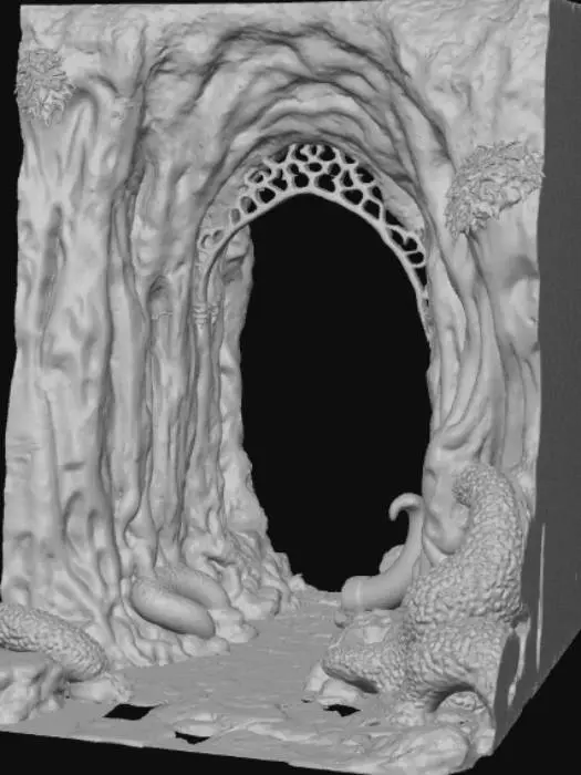 3D model for Magical Dungeon Enterence, with magic stones and magical beast features.