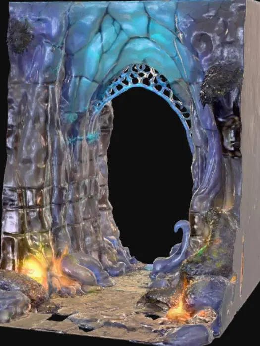 3D model for Magical Dungeon Enterence, with magic stones and magical beast features.