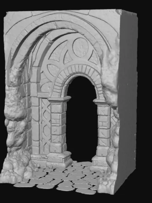 3D model for Magical Dungeon Enterence, with magic stones and magical beast features.