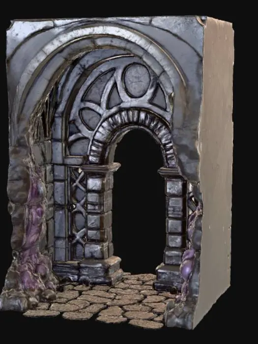 3D model for Magical Dungeon Enterence, with magic stones and magical beast features.