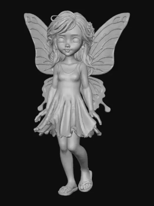 3D model for Nature fairy, raising from the ground as if being pulled up by a mysterious forces.