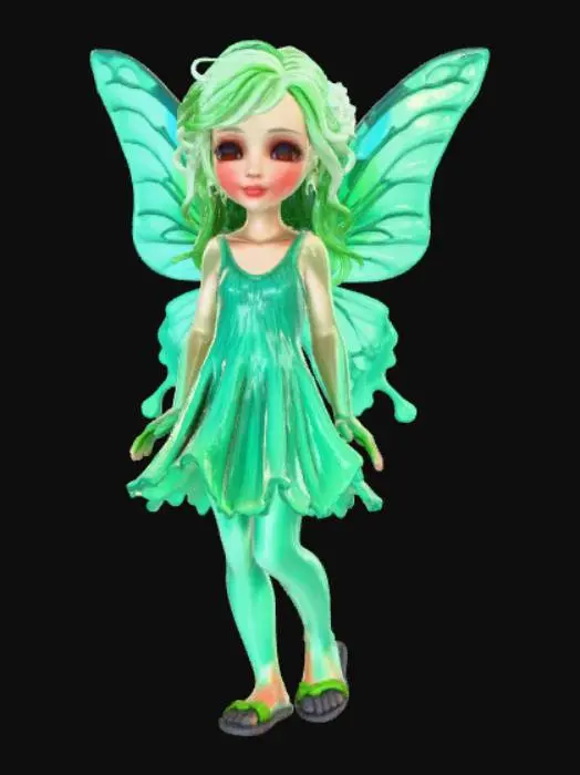 3D model for Nature fairy, raising from the ground as if being pulled up by a mysterious forces.