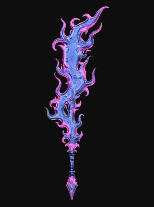 3D model for Anime style, extravagant, weapon, with abstract design