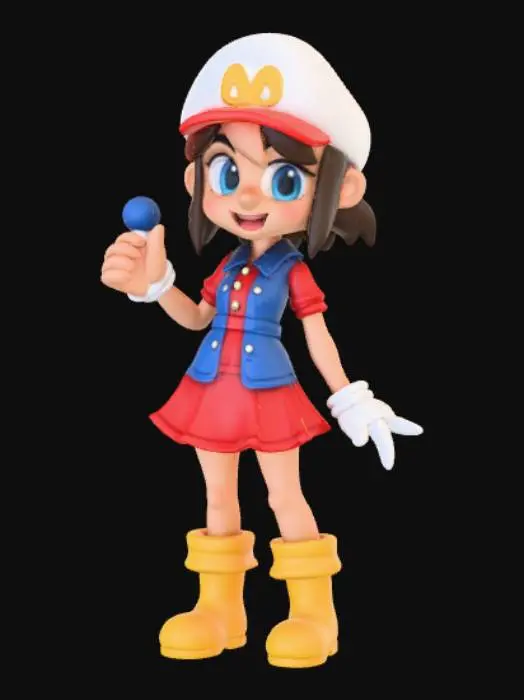 3D model for 8-bit style female Video game Character