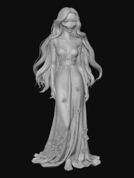 3D model for Anime style female figurine, night gown