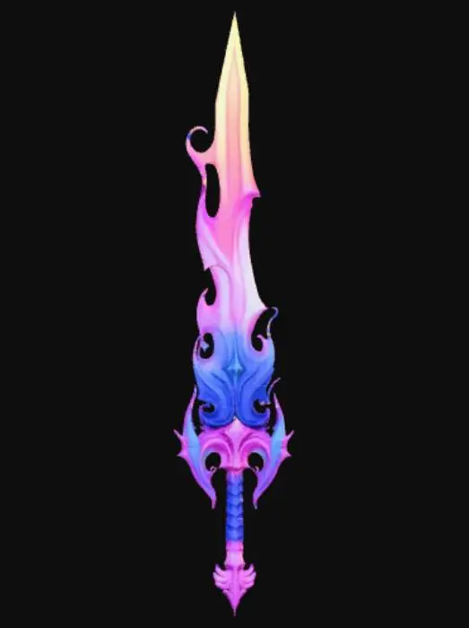 3D model for Anime style, extravagant, weapon, with abstract design