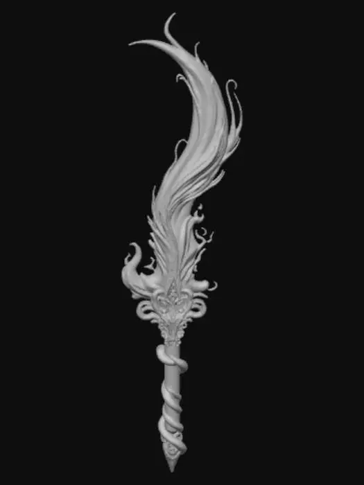 3D model for Anime style, extravagant, weapon, with abstract design