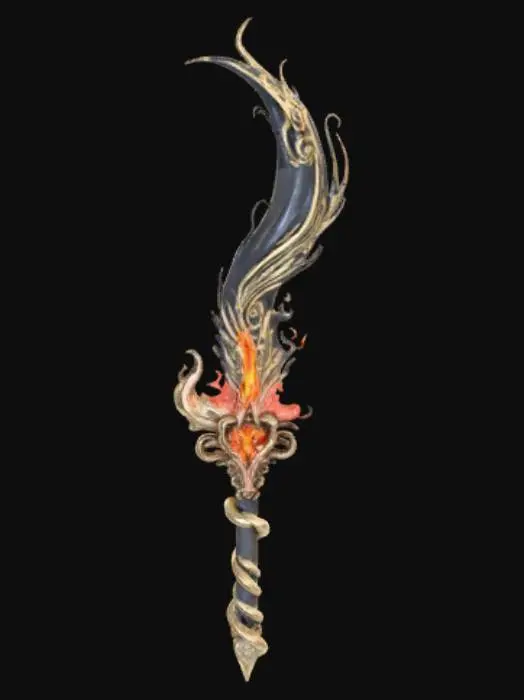 3D model for Anime style, extravagant, weapon, with abstract design