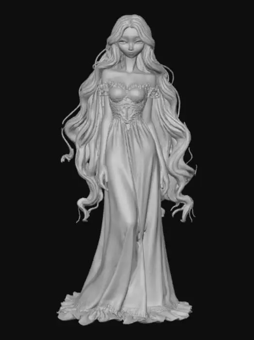 3D model for Anime style female figurine, night gown