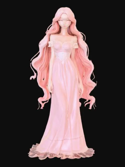 3D model for Anime style female figurine, night gown