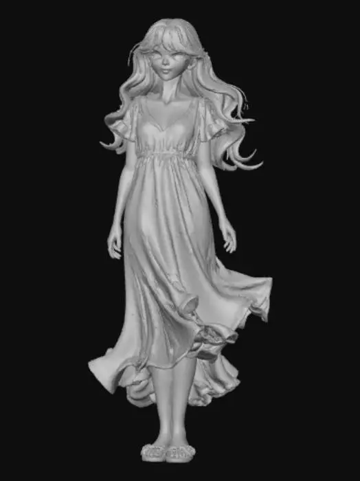 3D model for Anime style female figurine, night gown