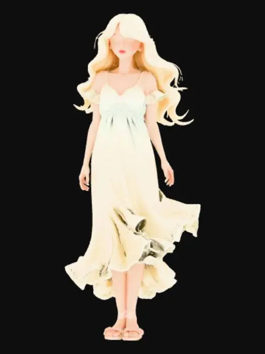 3D model for Anime style female figurine, night gown