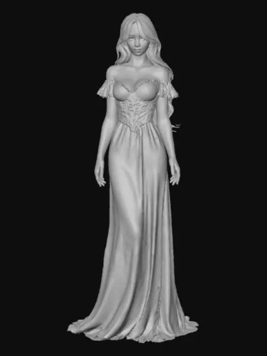 3D model for Anime style female figurine, night gown
