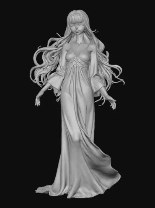 3D model for Anime style female figurine, night gown