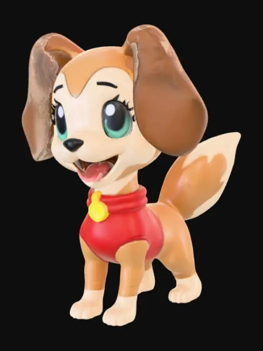 3D model for Anime style, dog pokèmon, on fields landscape base.