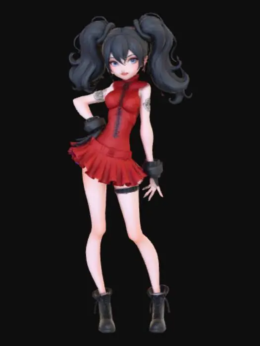 3D model for Anime style flamboyant bad girl