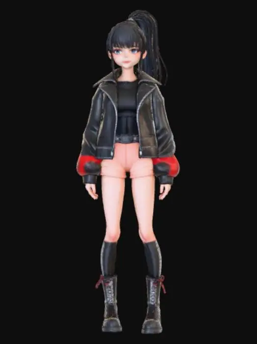 3D model for Anime style psycho bad girl