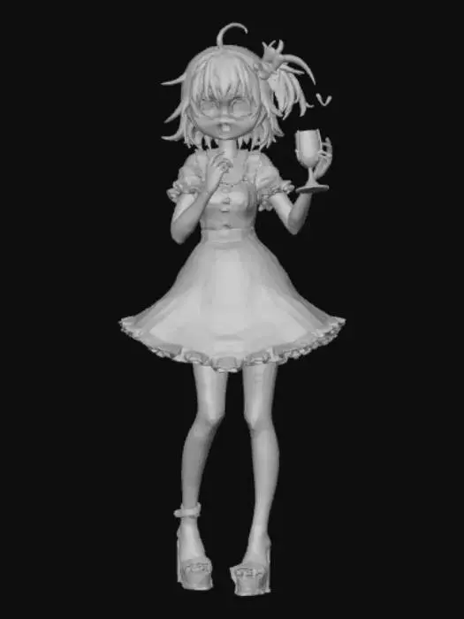 3D model for Anime style drunk anime female