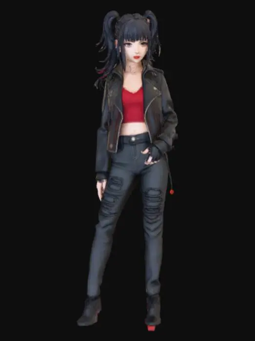 3D model for Anime style psycho bad girl