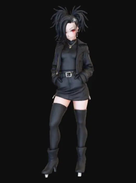 3D model for Anime style psycho bad girl