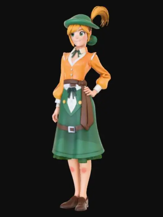 3D model for Anime style Adventurers guild receptionist