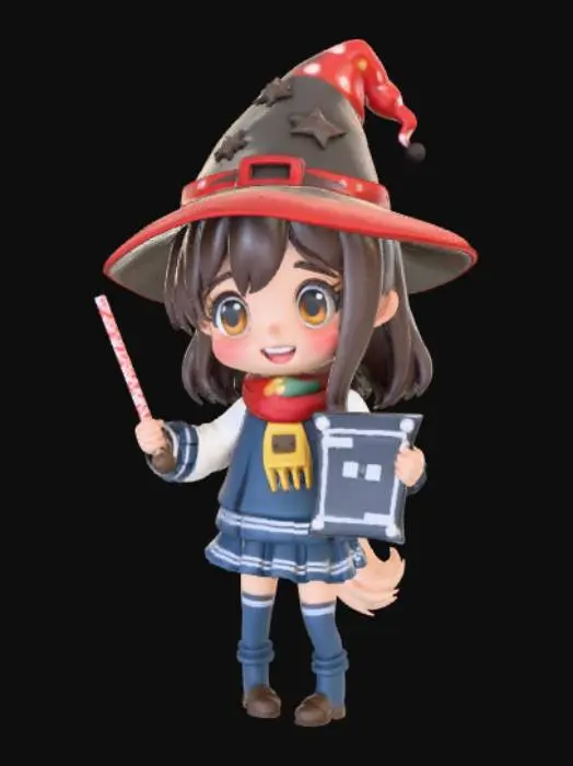 3D model for Anime style chibi female dungeon master