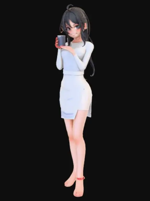 3D model for Anime style drunk anime female