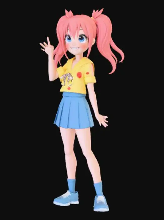 3D model for Anime style female trouble maker