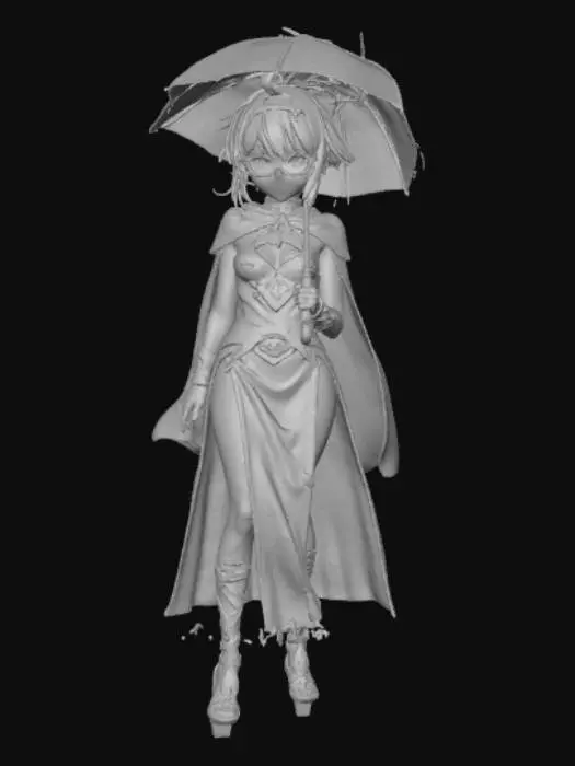 3D model for Fantasy Warrior with Red Umbrella