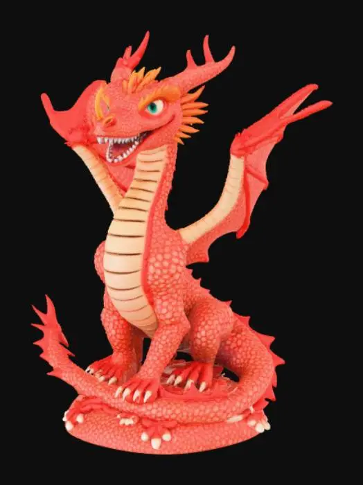 3D model for Anime style, Henna Tattooed Dragon, on landscape base.