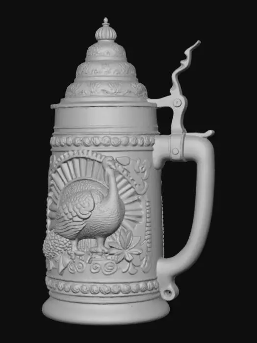 3D model for High detail, Beer Stein, with embossed thanksgiving design, #Thanksgiving#