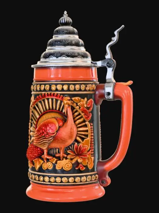 3D model for High detail, Beer Stein, with embossed thanksgiving design, #Thanksgiving#