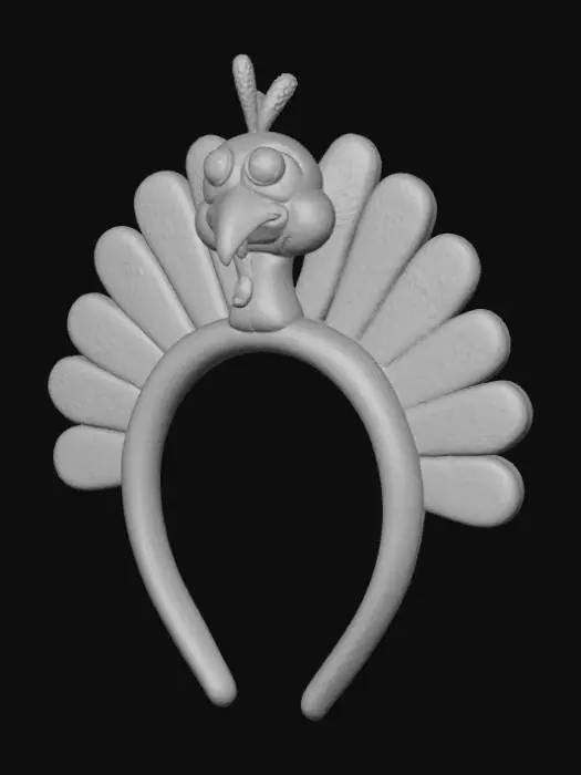 3D model for High detail, Head Band, with cartoon turkey design, #Thanksgiving#