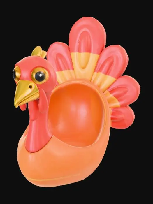 3D model for Empty Slipper, with head of turkey design, #Thanksgiving#