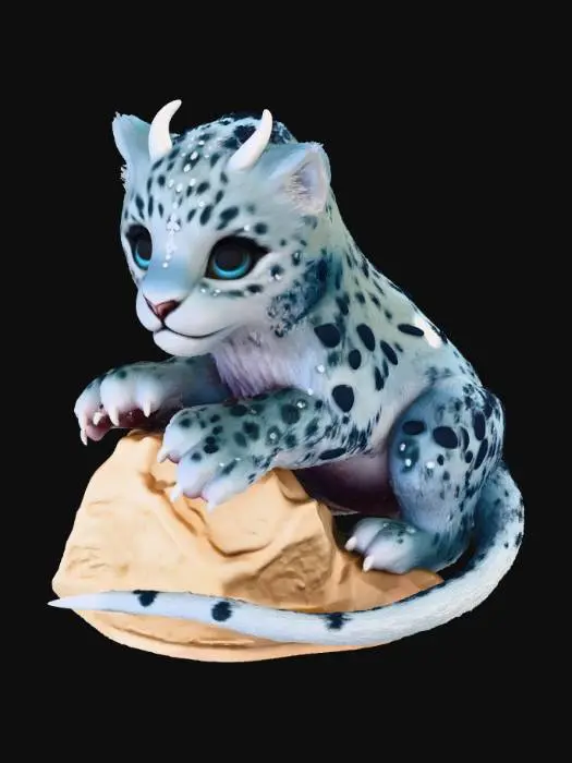 3D model for Fantasy Snow Leopard Cub