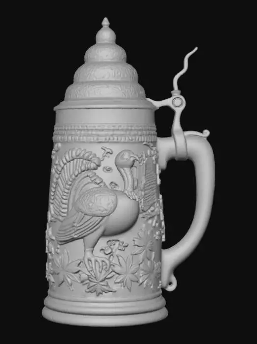 3D model for High detail, Beer Stein, with embossed thanksgiving design, #Thanksgiving#