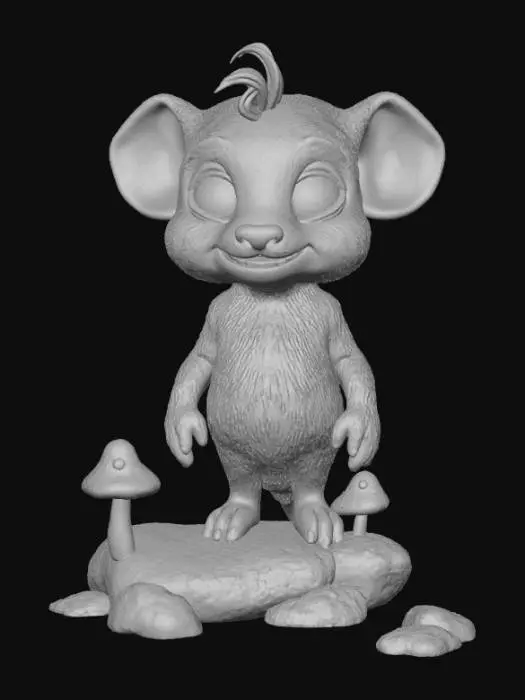 3D model for High Detailed, Fantasy, Boop creature, standing on a landscape base.