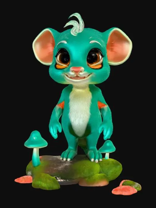 3D model for High Detailed, Fantasy, Boop creature, standing on a landscape base.