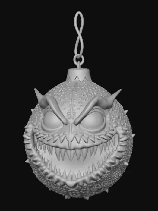 3D model for High detail, shattered Christmas Ornament, designed like a monster.