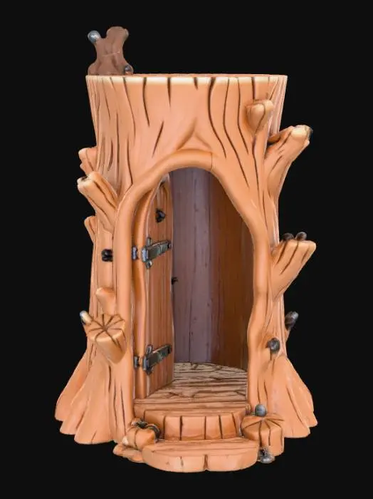 3D model for Open doored per enclosure, designed like a fantasy wooden stump, #Christmas2025#
