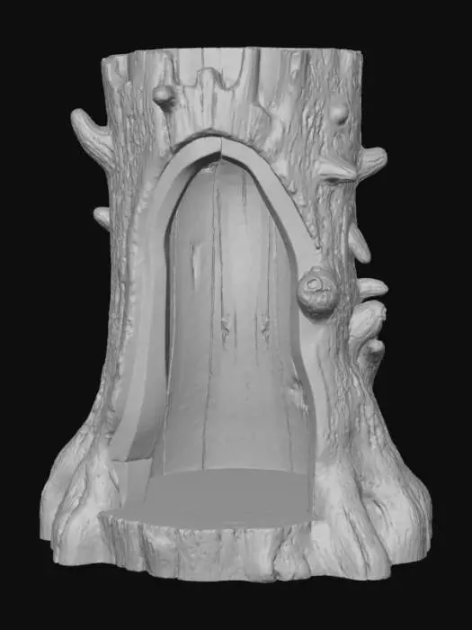 3D model for Open doored per enclosure, large hollow interior, designed like a fantasy wooden stump, #Christmas2025#