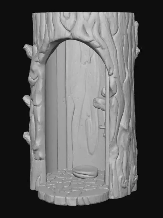 3D model for Open doored per enclosure, large hollow interior, designed like a fantasy wooden stump, #Christmas2025#