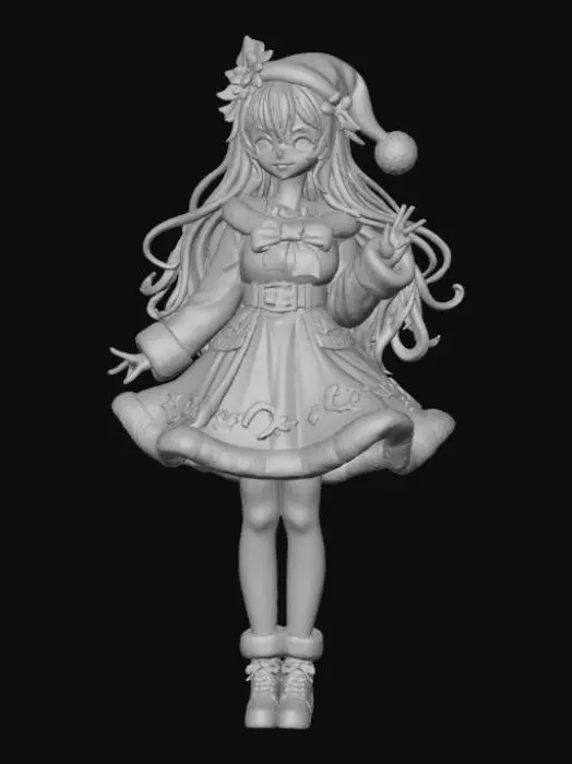 3D model for High detail, anime female, wearing only christmas bows and ribbon, no other clothing, only bows and ribbon, standing on high detail, wooden stand, #Christmas2025#