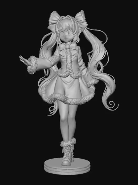 3D model for High detail, anime female, wearing only christmas bows and ribbon, no other clothing, only bows and ribbon, standing on high detail, wooden stand, #Christmas2025#