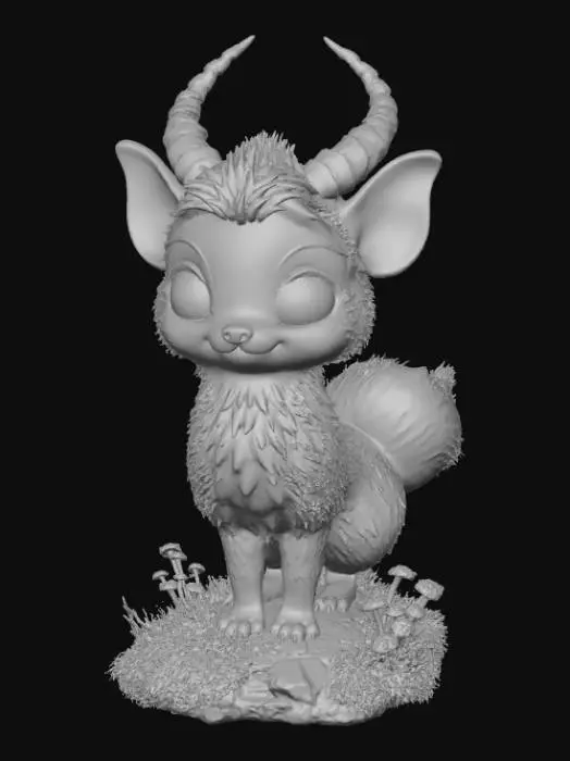 3D model for High Detailed, Fantasy, Boop creature, standing on a landscape base.