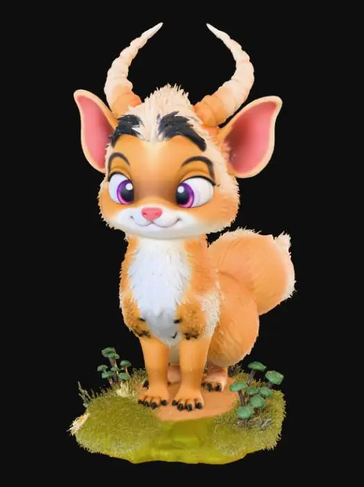 3D model for High Detailed, Fantasy, Boop creature, standing on a landscape base.