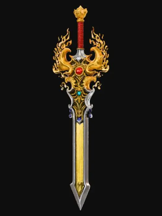 3D model for High detail, legendary, anime, extravagant, Artifact weapon